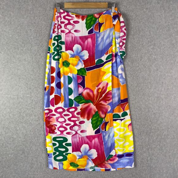 VTG Jams World Floral Utopia Print Midi Wrap Skirt Size Medium - Picture 1 of 8
